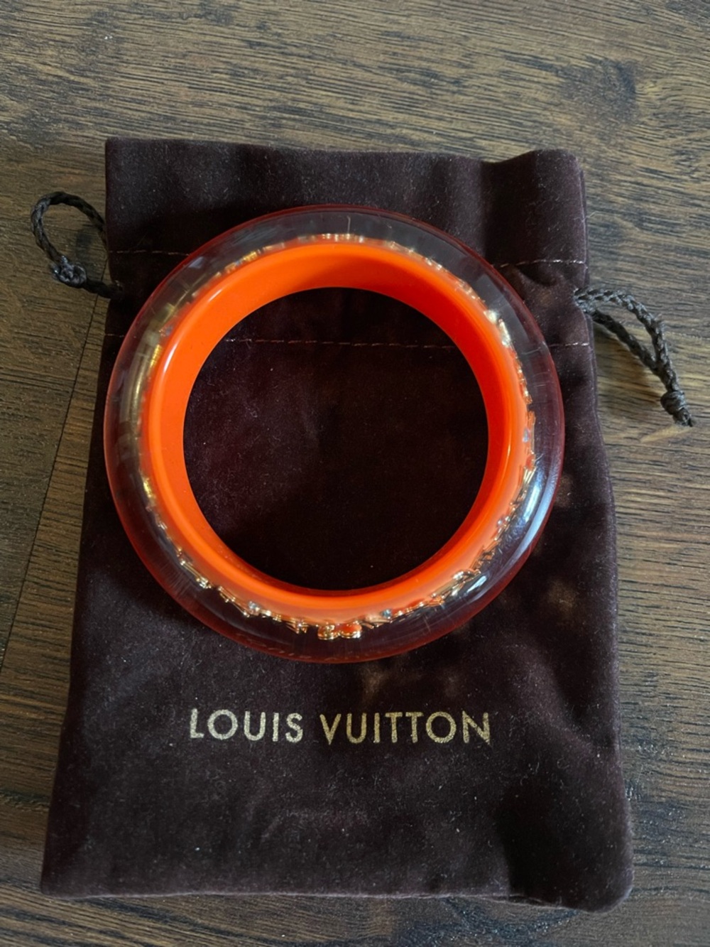 Louis Vuitton Clear Outer with Bright Orange Core Resin Bangle